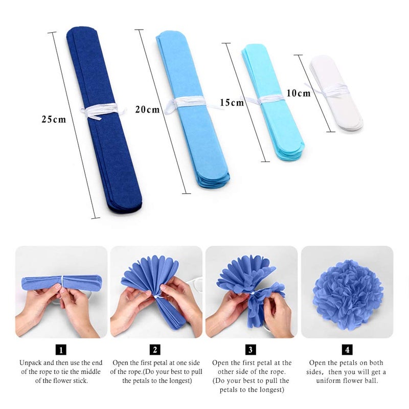 Binpeng Paper Pom Poms Hanging Paper Flower Ball Wedding Party Celebrations Decorations Outdoor Decoration Flowers Craft for Party Birthday party (BL-8PCS) - Image 3